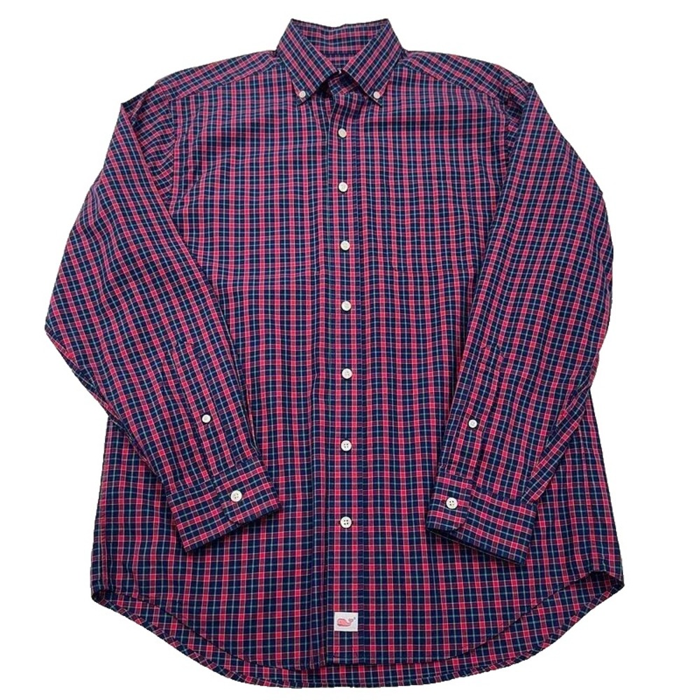 Vineyard Vines Classic‎ Fit Murray Shirt S Small Button Plaid Whale Logo Mens
